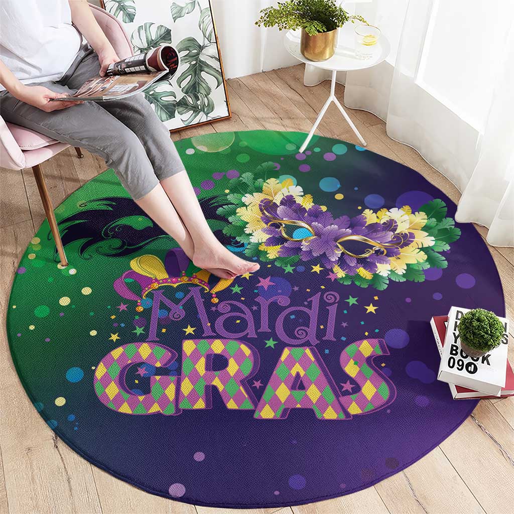 Mardi Gras Masquerade Mask Round Carpet NOLA Vibe - Wonder Print Shop