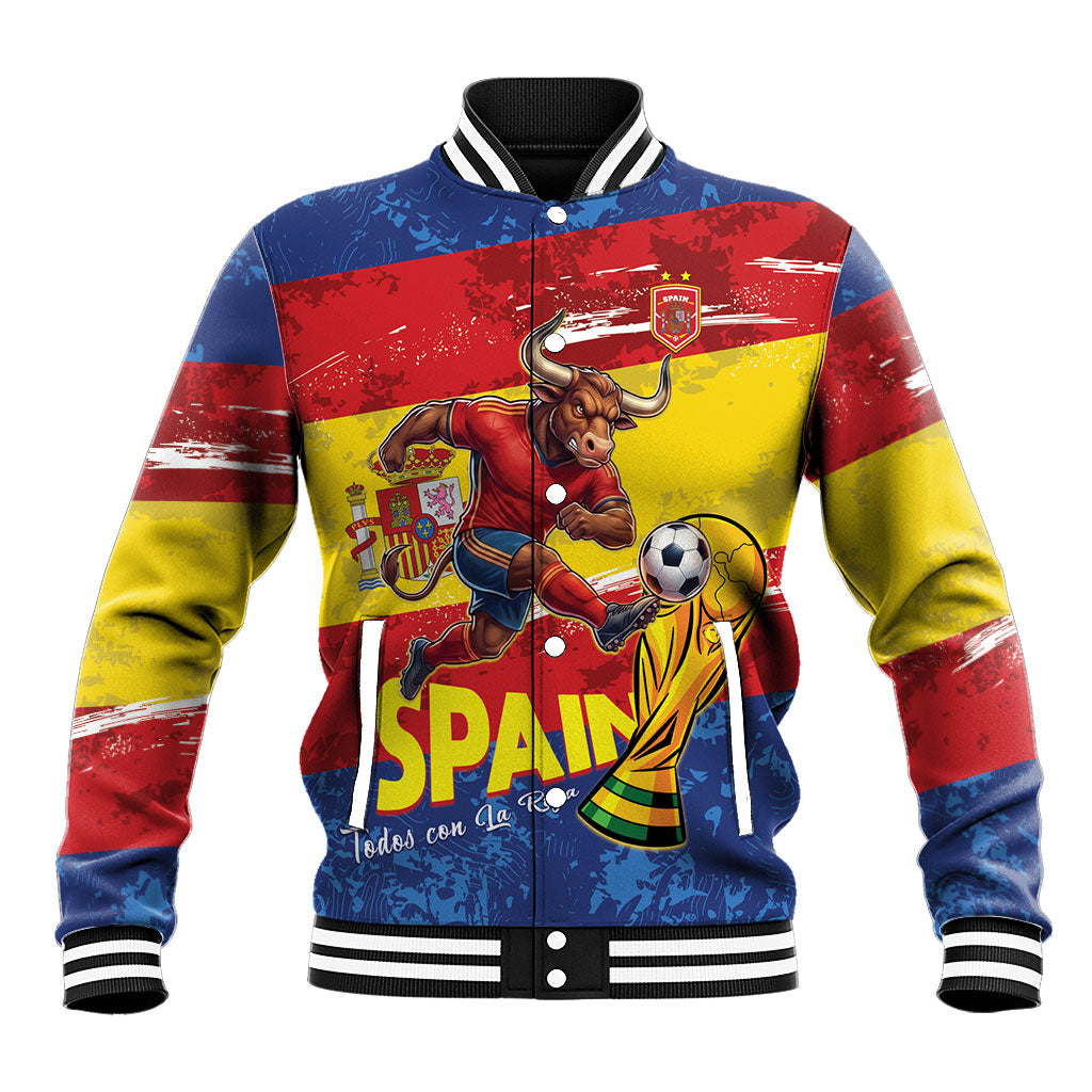 Spain National Football Custom Baseball Jacket Spanish Bull Trophy Todos con La Roja