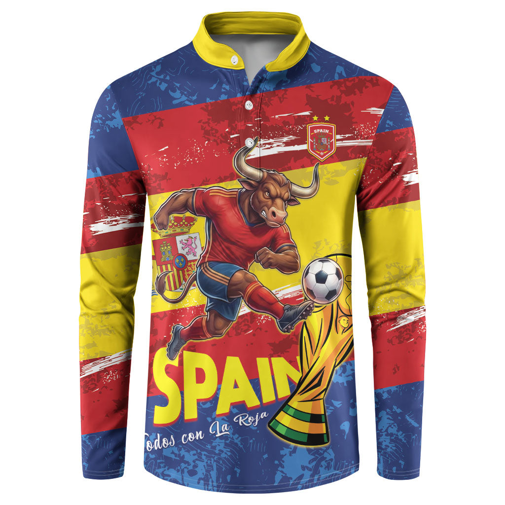 Spain National Football Custom Button Sweatshirt Spanish Bull Trophy Todos con La Roja