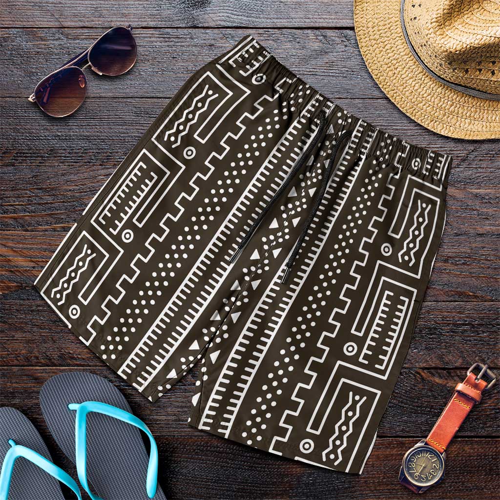 Mali Mud Cloth Shorts for Men Bogolanfini Pattern - Wonder Print Shop