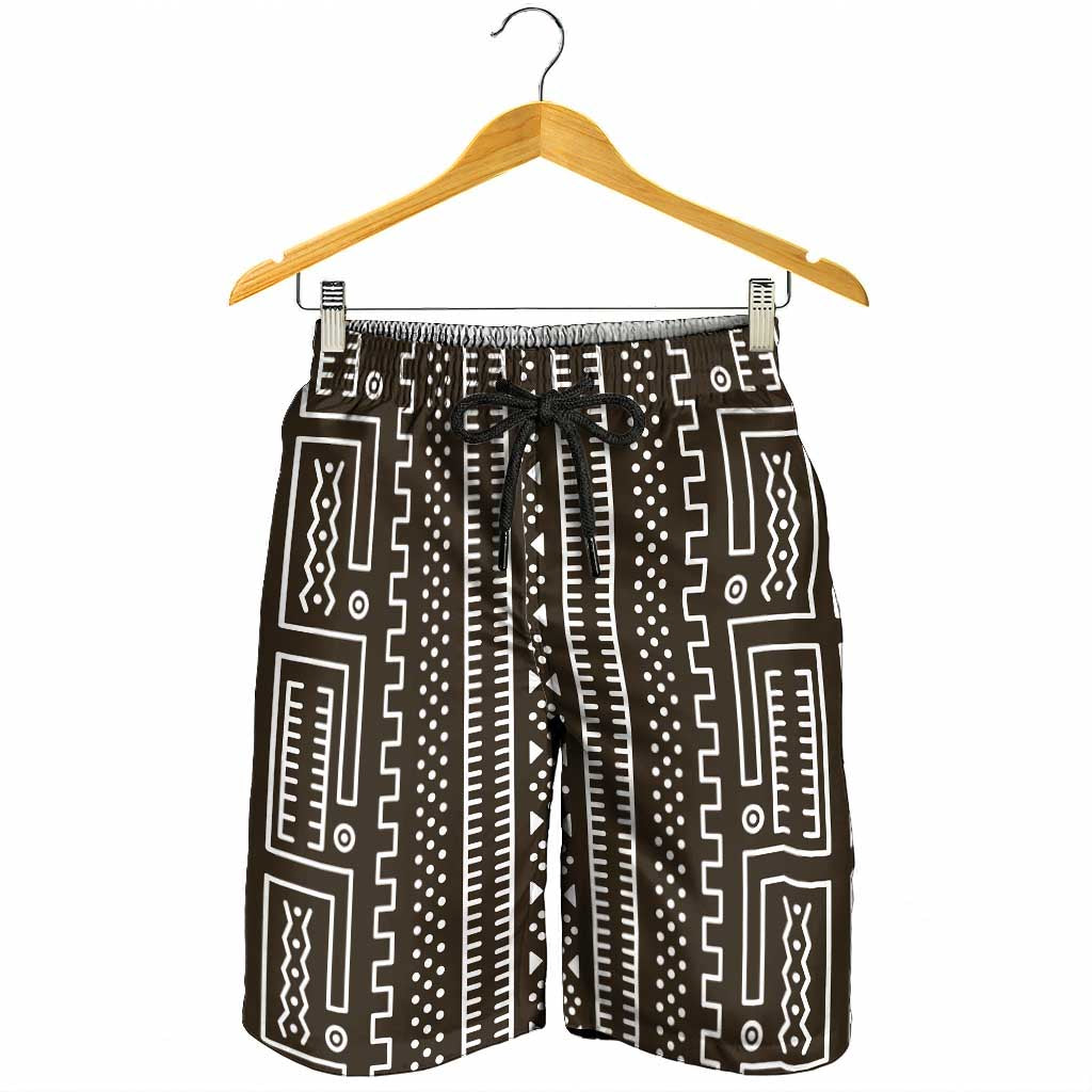 Mali Mud Cloth Shorts for Men Bogolanfini Pattern - Wonder Print Shop