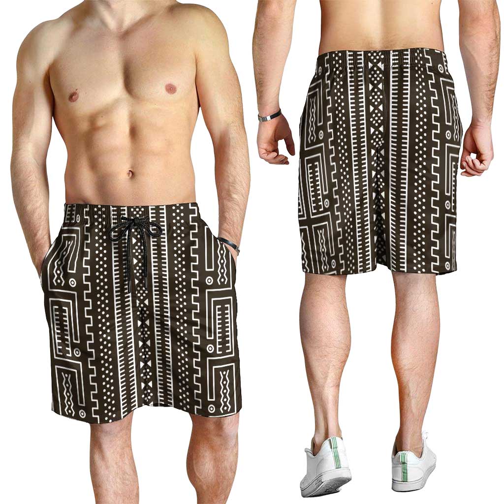 Mali Mud Cloth Shorts for Men Bogolanfini Pattern - Wonder Print Shop