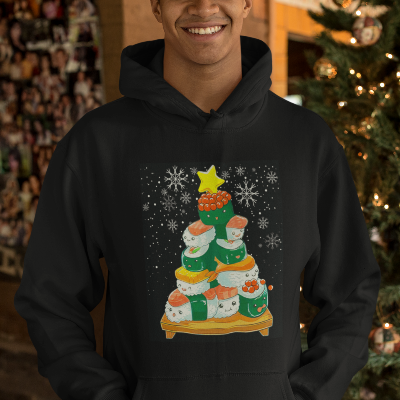 Sushi Christmas Tree Cute Japanese Xmas Hoodie - Wonder Print Shop