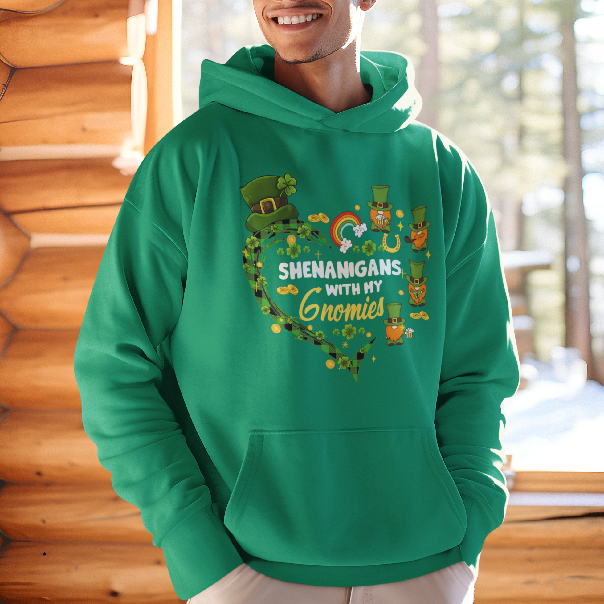 St. Patrick's Day Hoodie Shenanigans With My Gnomies Shamrock Gnome - Wonder Print Shop