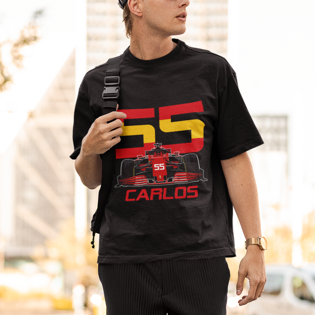 Carlos Sainz 55 T Shirt F1 Racing Car Singapore GP 2023 - Wonder Print Shop