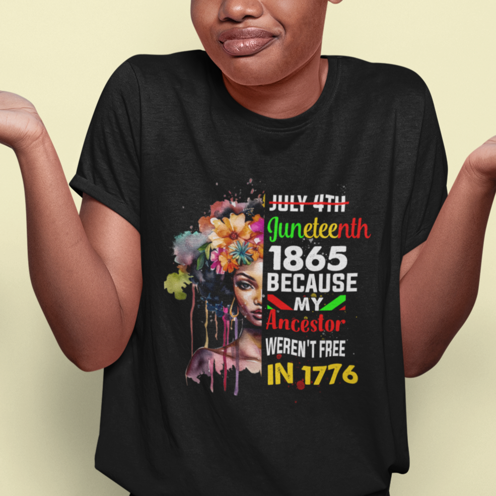 Juneteenth T Shirt For Women July 4th Juneteenth 1865 Black History Afro Black Queen - Wonder Print Shop