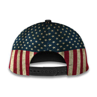Black classic cap showing interior with American flag stars and red stripe panels.