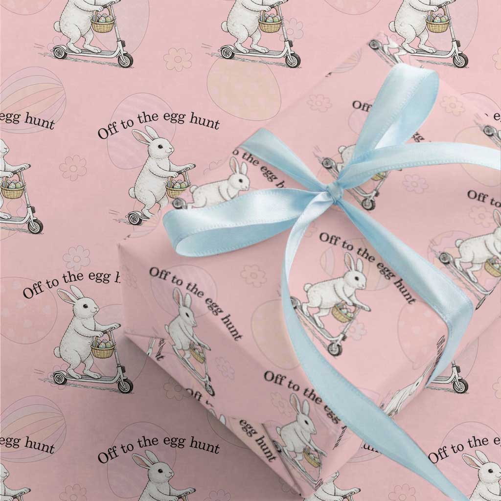 Off To The Egg Hunt Wrapping Paper Roll Funny Easter Bunny