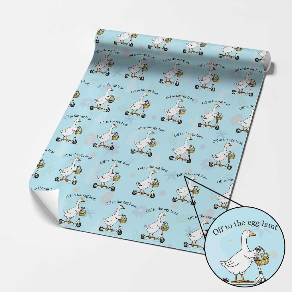 Off To The Egg Hunt Wrapping Paper Roll Funny Easter Goose