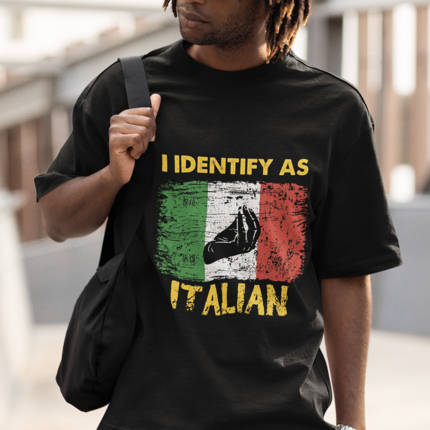 Funny Italian T Shirt I Identify As Italian Pride Hand Gesture Italy - Wonder Print Shop