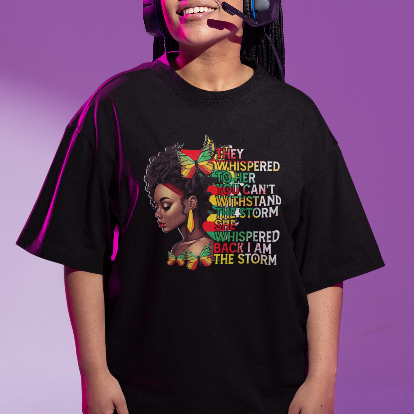 Black History Month T Shirt African Women She Whispered Back I Am The Storm TS09