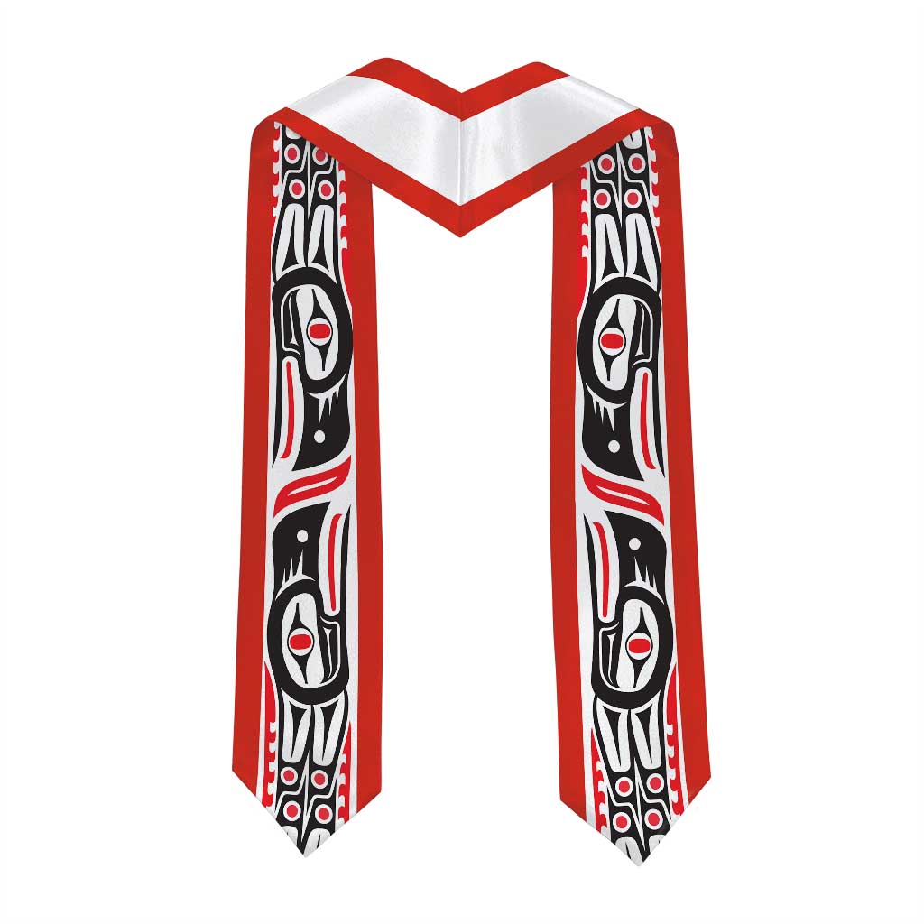 Personalized Canada Graduation Stole Maple Leaf Haida Pattern