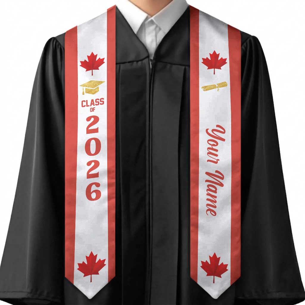 Personalized Canada Graduation Stole Maple Leaf Haida Pattern