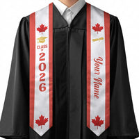 Personalized Canada Graduation Stole Maple Leaf Haida Pattern