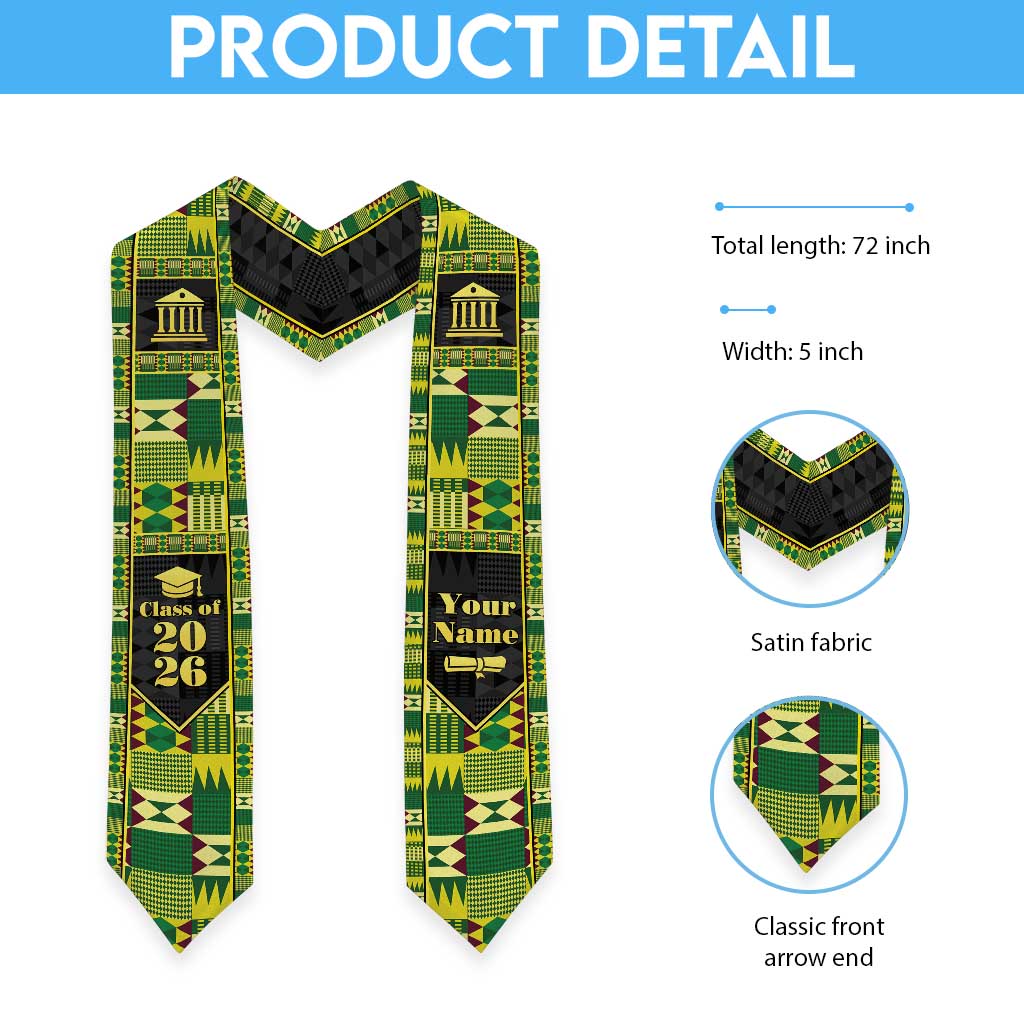 Personalized Kente Pattern Graduation Stole