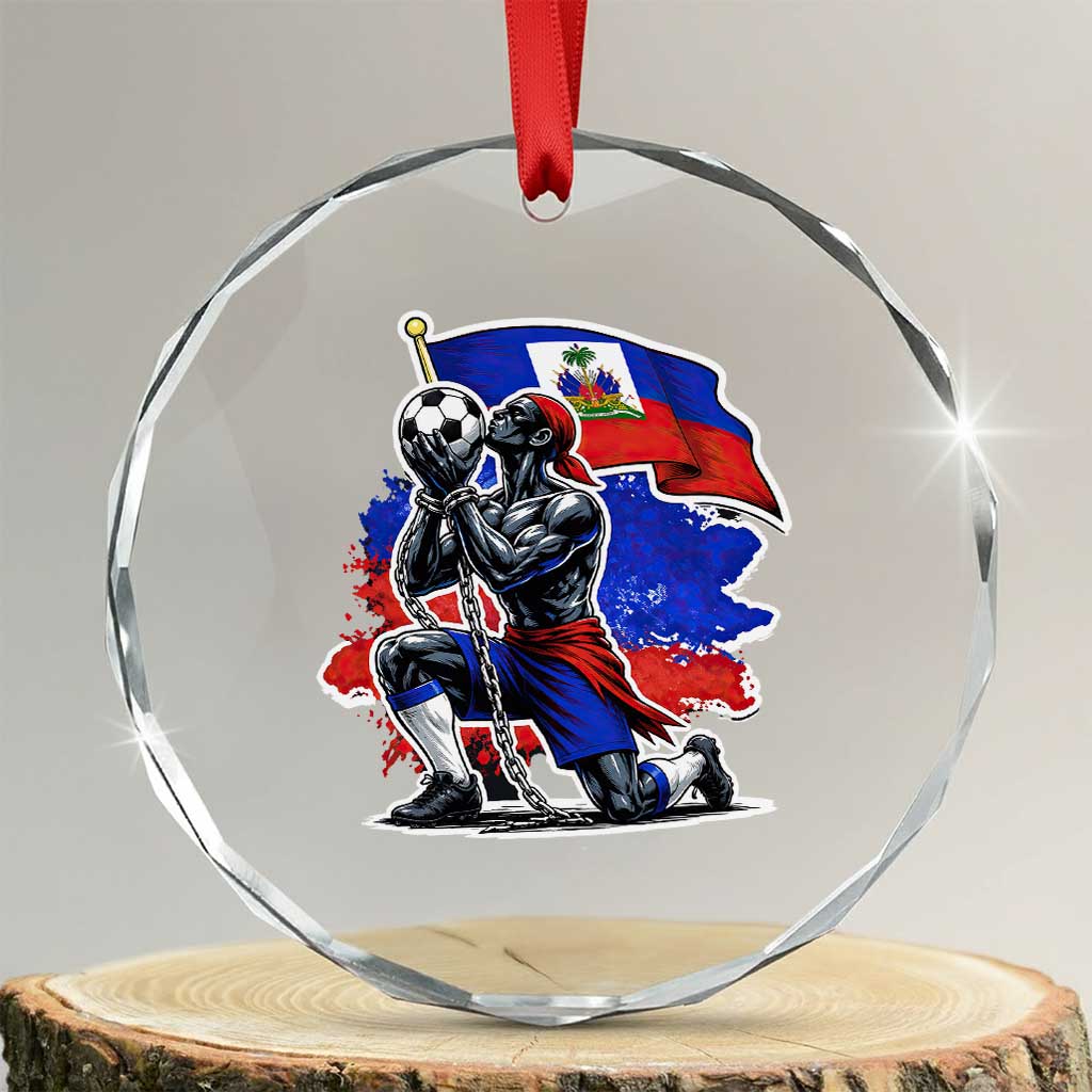 Proud Haiti Soccer Fan Crystal Glass Ornament Ayiti Heritage Pride