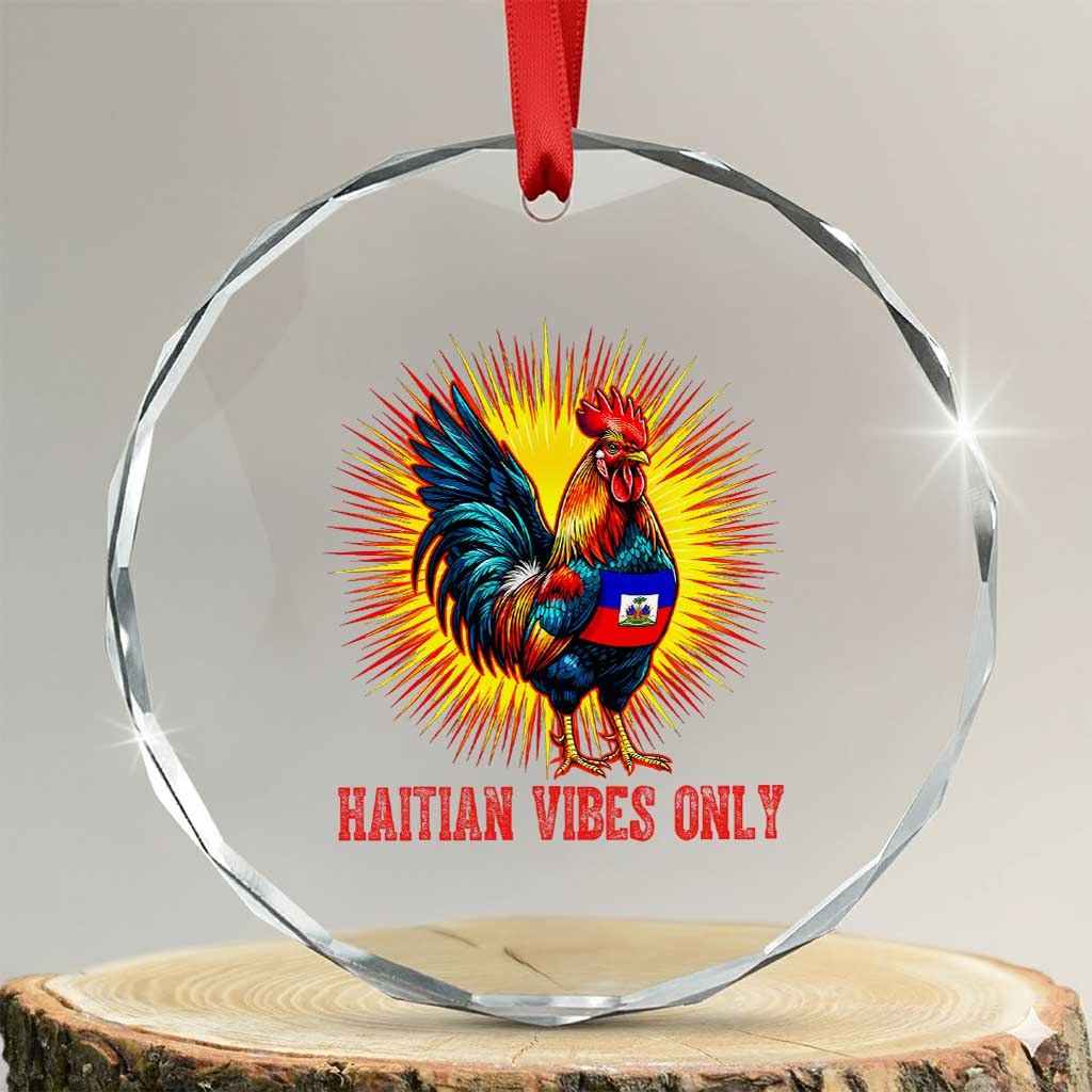 Proud Haitian Rooster Flag Crystal Glass Ornament Majestic National Symbol Haiti Heritage Pride