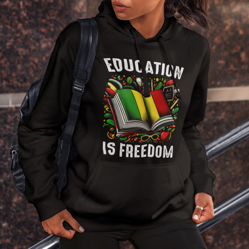 Black History Month Hoodie Education Is Freedom Reading Books Teacher - Wonder Print Shop