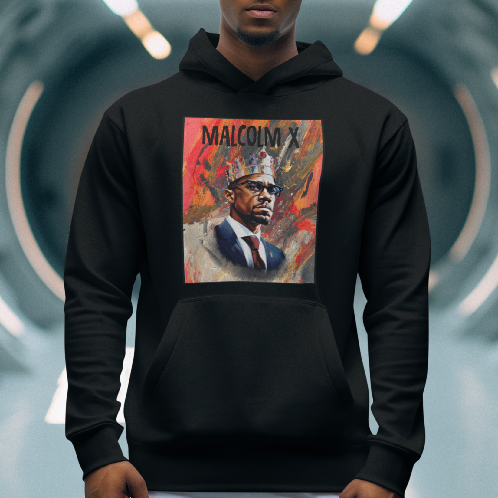 Malcolm X Hoodie King Hip Hop Aesthetic Art Black History Month - Wonder Print Shop