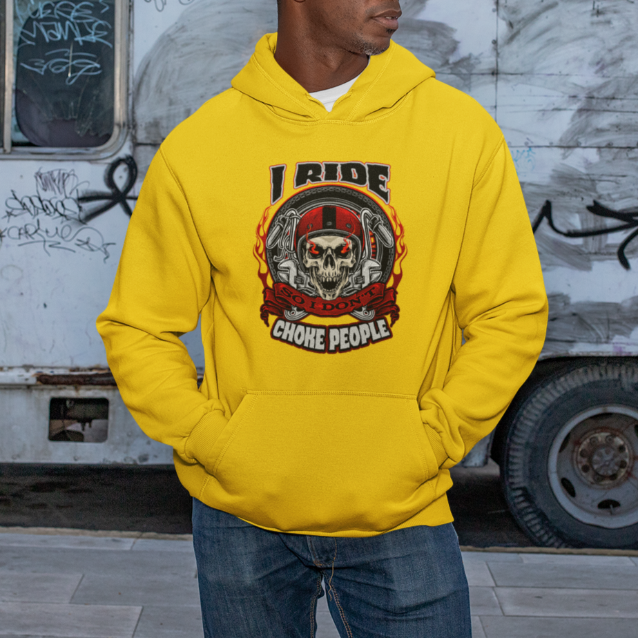 Motorcycle Biker I Ride So I Don't Choke Sarcastic Skull Life Behind Bars Hoodie - Wonder Print Shop