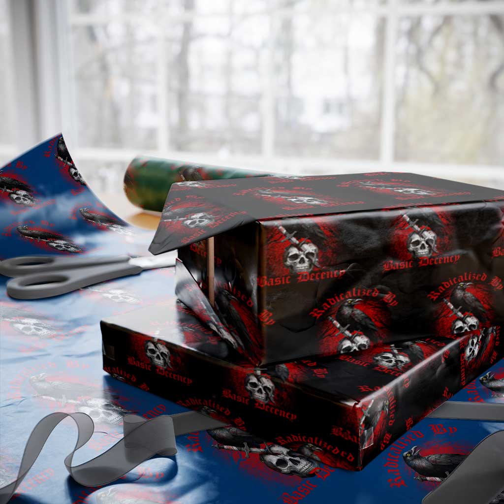 Radicalized By Basic Decency Wrapping Paper Roll Vintage Gothic Victorian Crow Skull - Wonder Print Shop