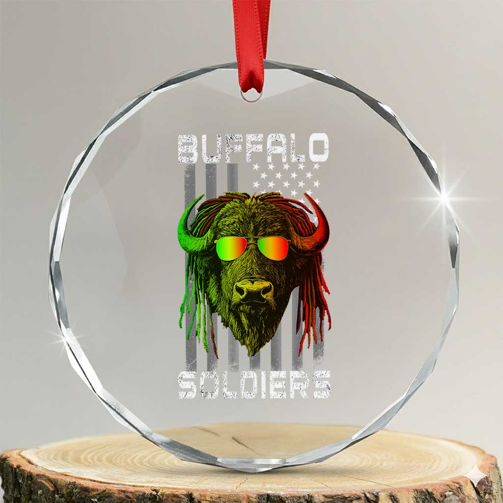 Retro Buffalo Soldiers Crystal Glass Ornament 9th and 10th Cavalry African American Heros USA Flag TS10
