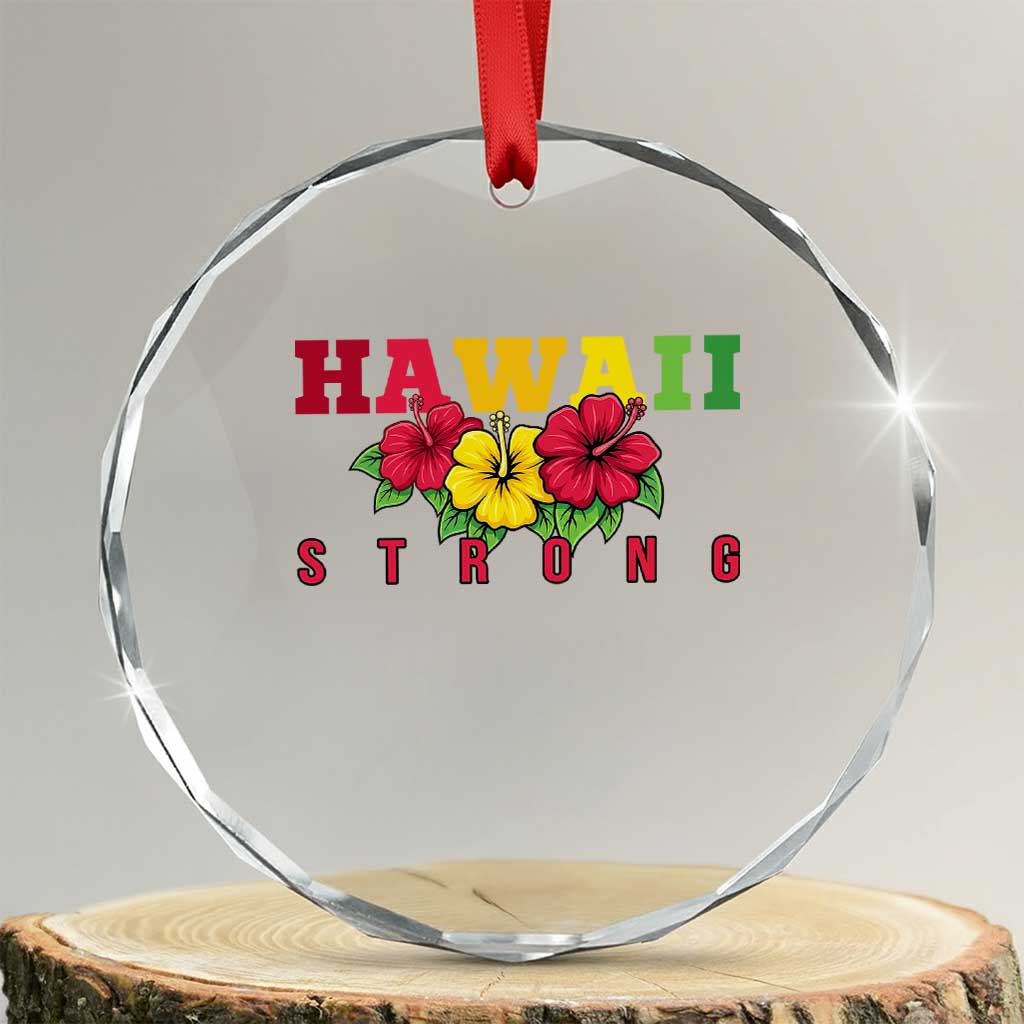 Retro Vintage Hawaii Strong Hibiscus Floral Crystal Glass Ornament Hawaiian Islands Pride Support