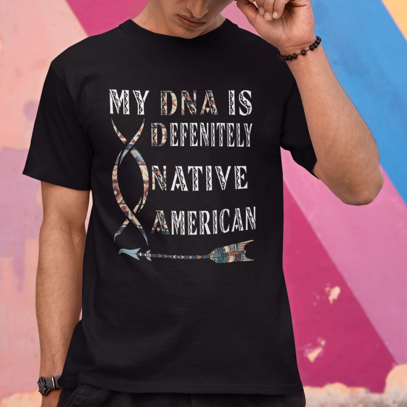 Native American T Shirt My DNA Is Definitely Indians Native Pride - Wonder Print Shop