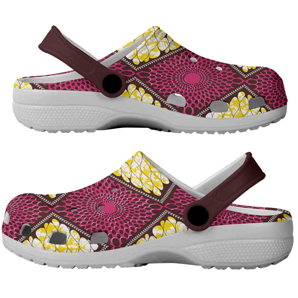Ruby Gold African Ankara Pattern Clogs Shoes