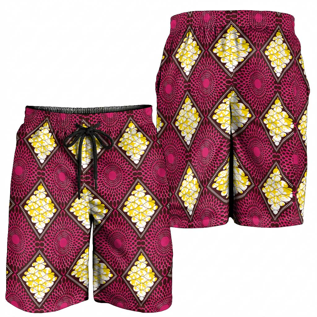 Ruby Gold African Ankara Pattern Shorts for Men