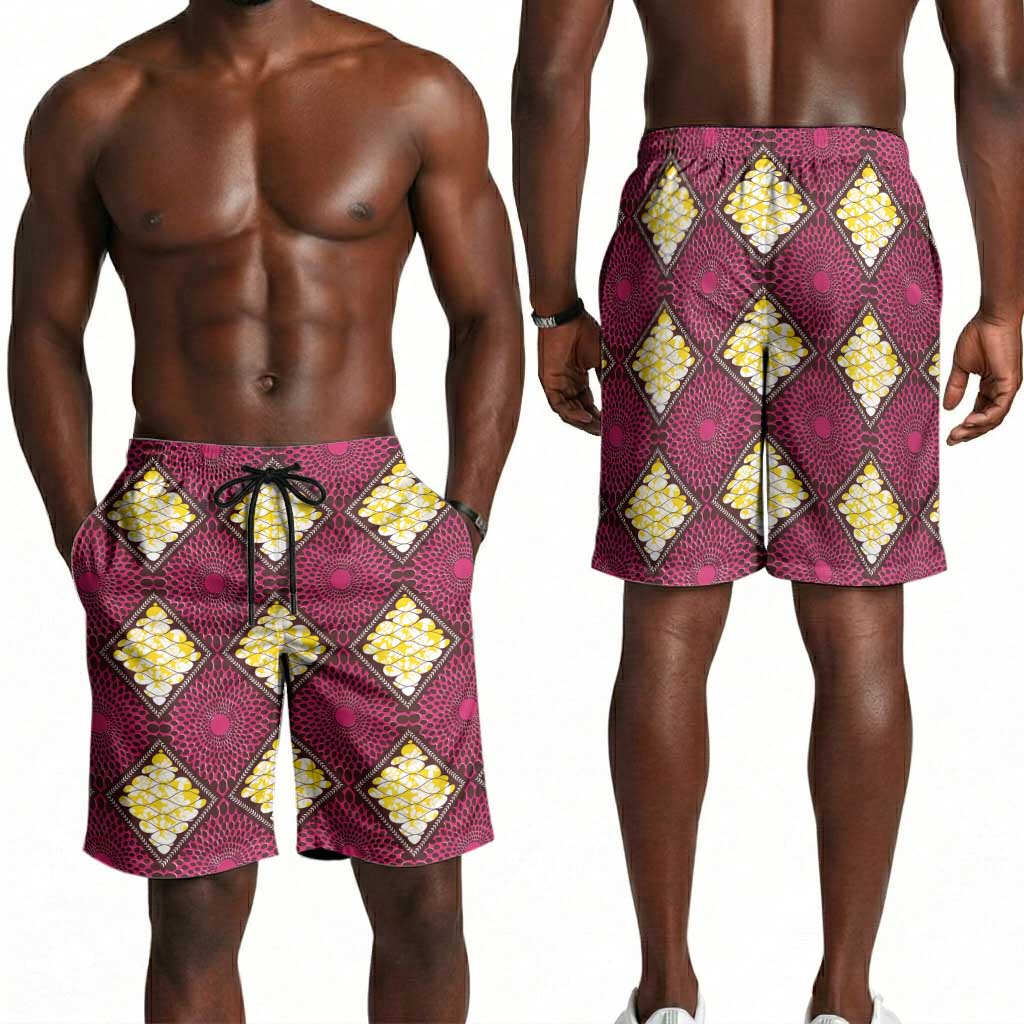 Ruby Gold African Ankara Pattern Shorts for Men