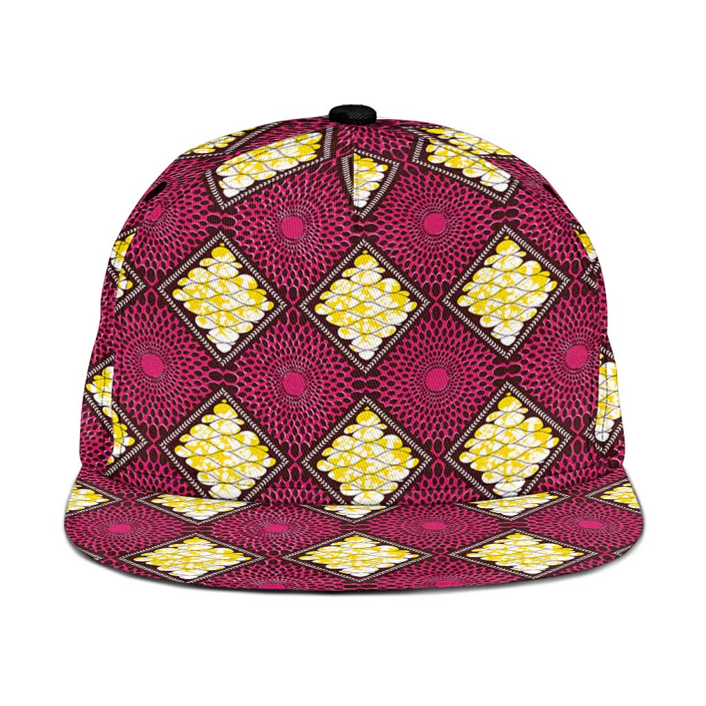 Ruby Gold African Ankara Pattern Snapback Cap