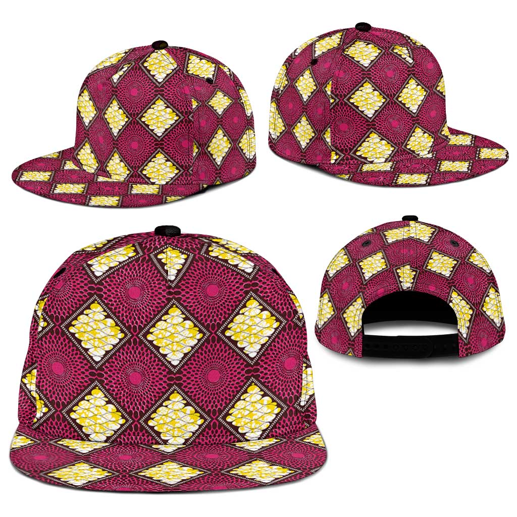 Ruby Gold African Ankara Pattern Snapback Cap