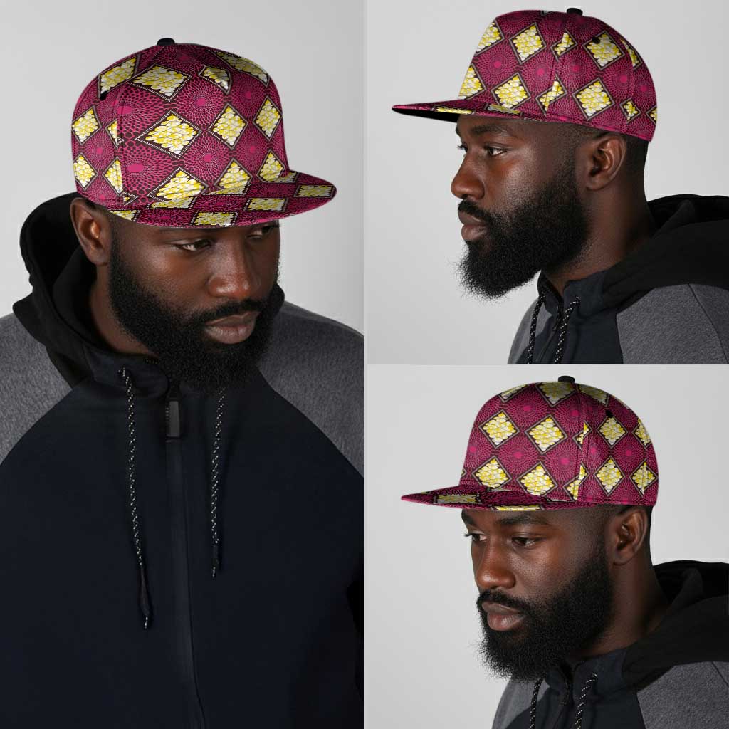 Ruby Gold African Ankara Pattern Snapback Cap