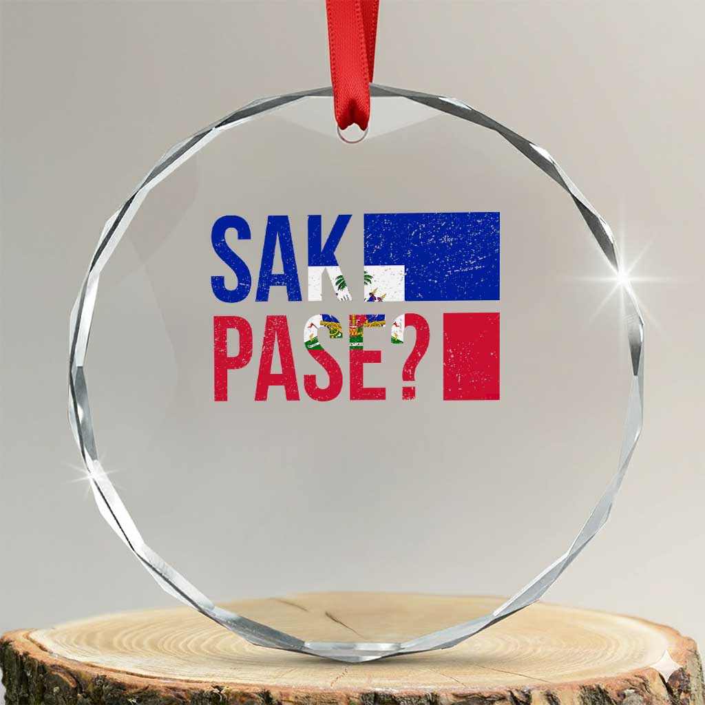 Sak Pase Haitian Creole Crystal Glass Ornament Haiti Flag Heritage Pride