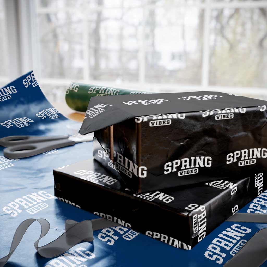 Spring Vibes Wrapping Paper Roll Spring Break Easter Day Bold Text