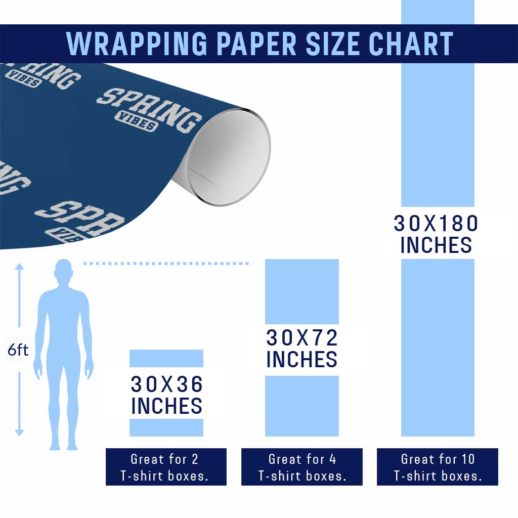 Spring Vibes Wrapping Paper Roll Spring Break Easter Day Bold Text