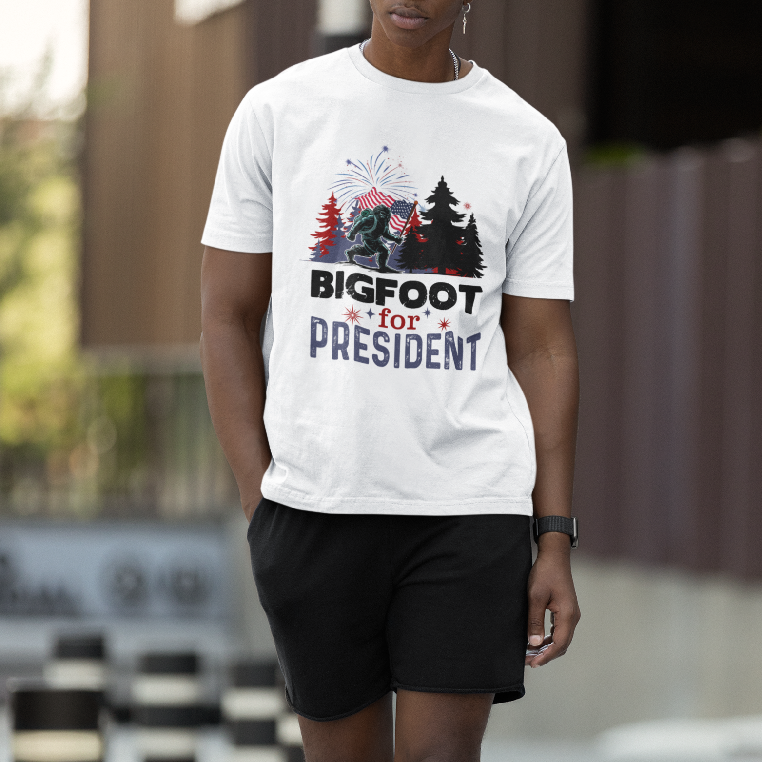 Bigfoot For President T Shirt Funny American USA Flag Sasquatch Election - Wonder Print Shop