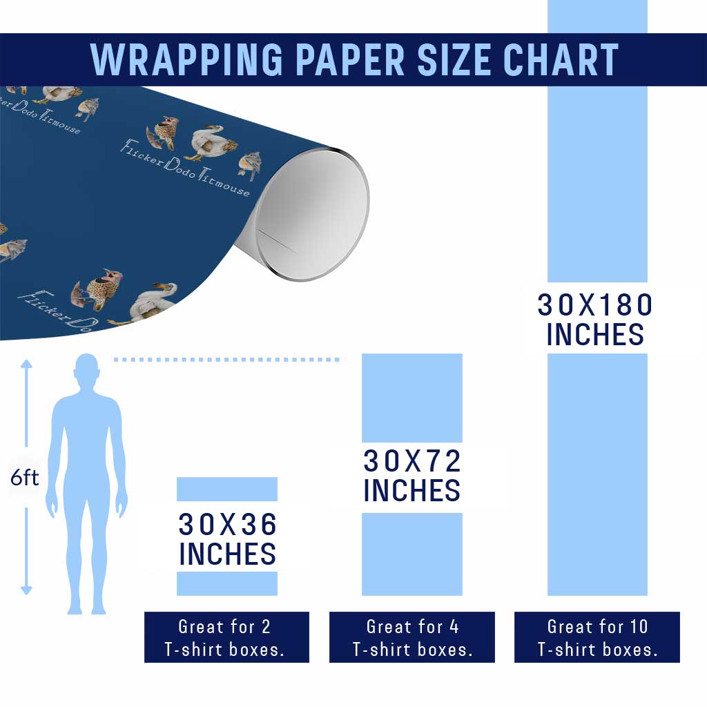 Subtle FDT Wrapping Paper Roll Flicker Dodo Titmouse Bird - Wonder Print Shop