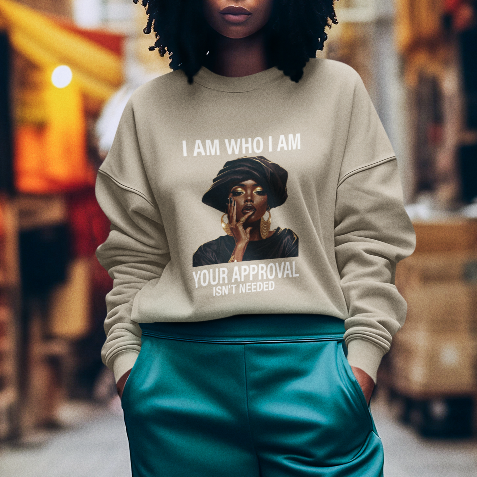 Black History Month Sweatshirt I Am Who I Am Your Approval Isn't Needed - Wonder Print Shop