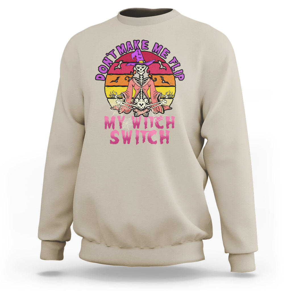 Cream Halloween witch sweatshirt with colorful 'My Witch Switch' front graphic