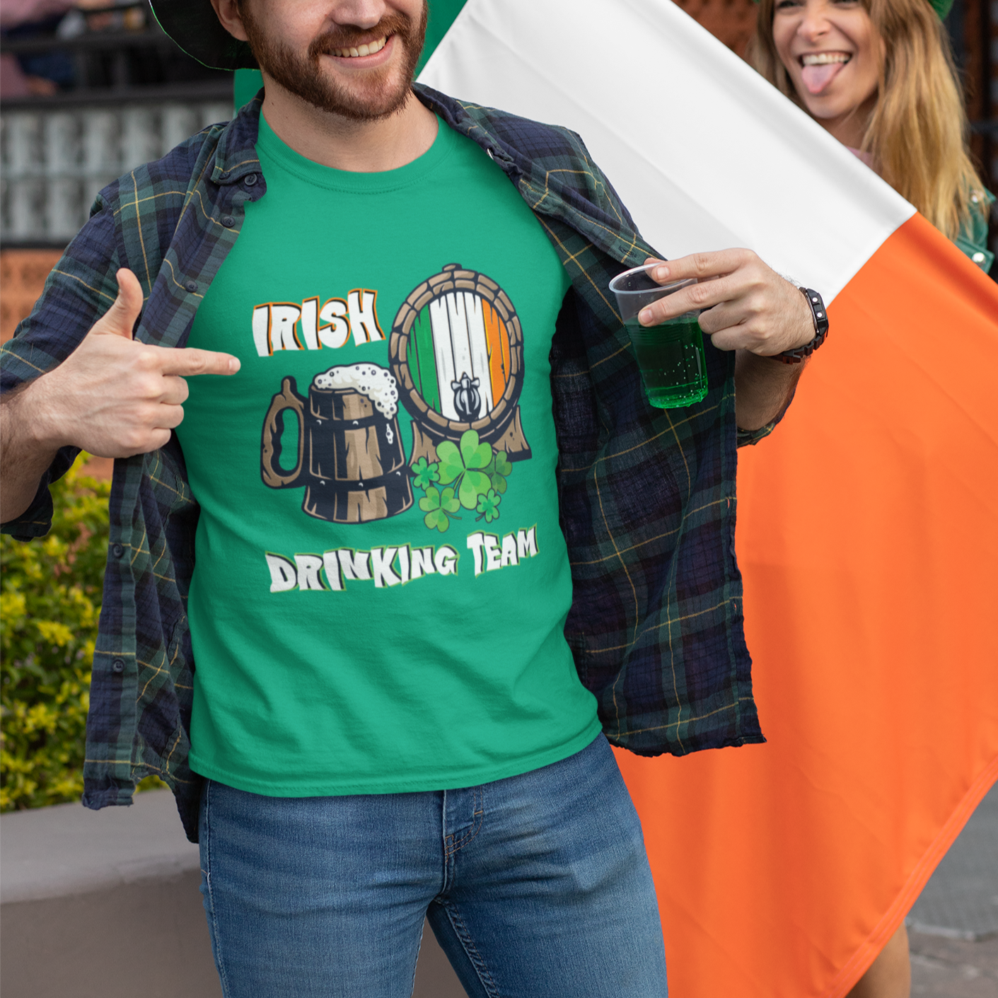 St. Patrick's Day T Shirt Beer Drinking Team Ireland Flag - Wonder Print Shop