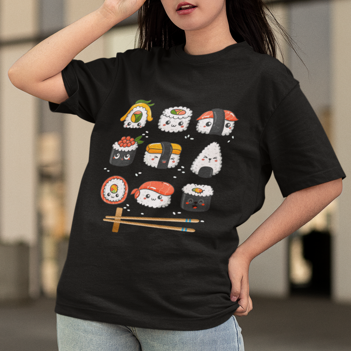 Kawaii Sushi Set Japanese Food Lover Anime Manga Rice T Shirt - Wonder Print Shop