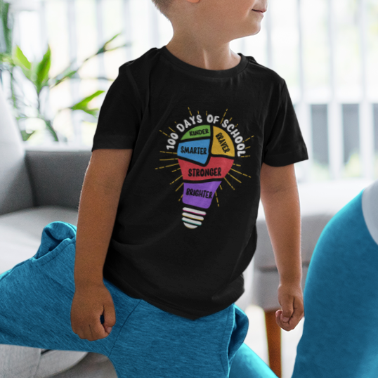 100th Day Of School T Shirt For Kid 100 Days Smarter Kinder Stronger Brighter Brave - Wonder Print Shop