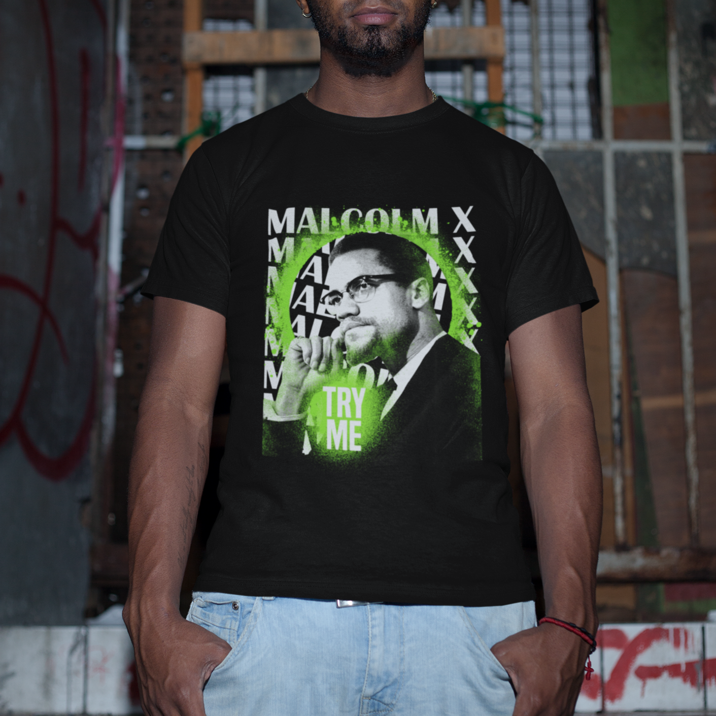 Malcolm X T Shirt Try Me Aesthetic Art Black History Month - Wonder Print Shop