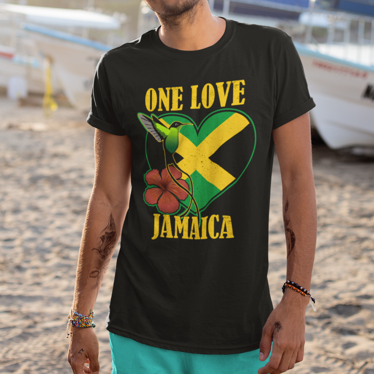 Jamaica T Shirt One Love Jamaica Flag Jamaican Caribbean Love Jamaica Reggae - Wonder Print Shop