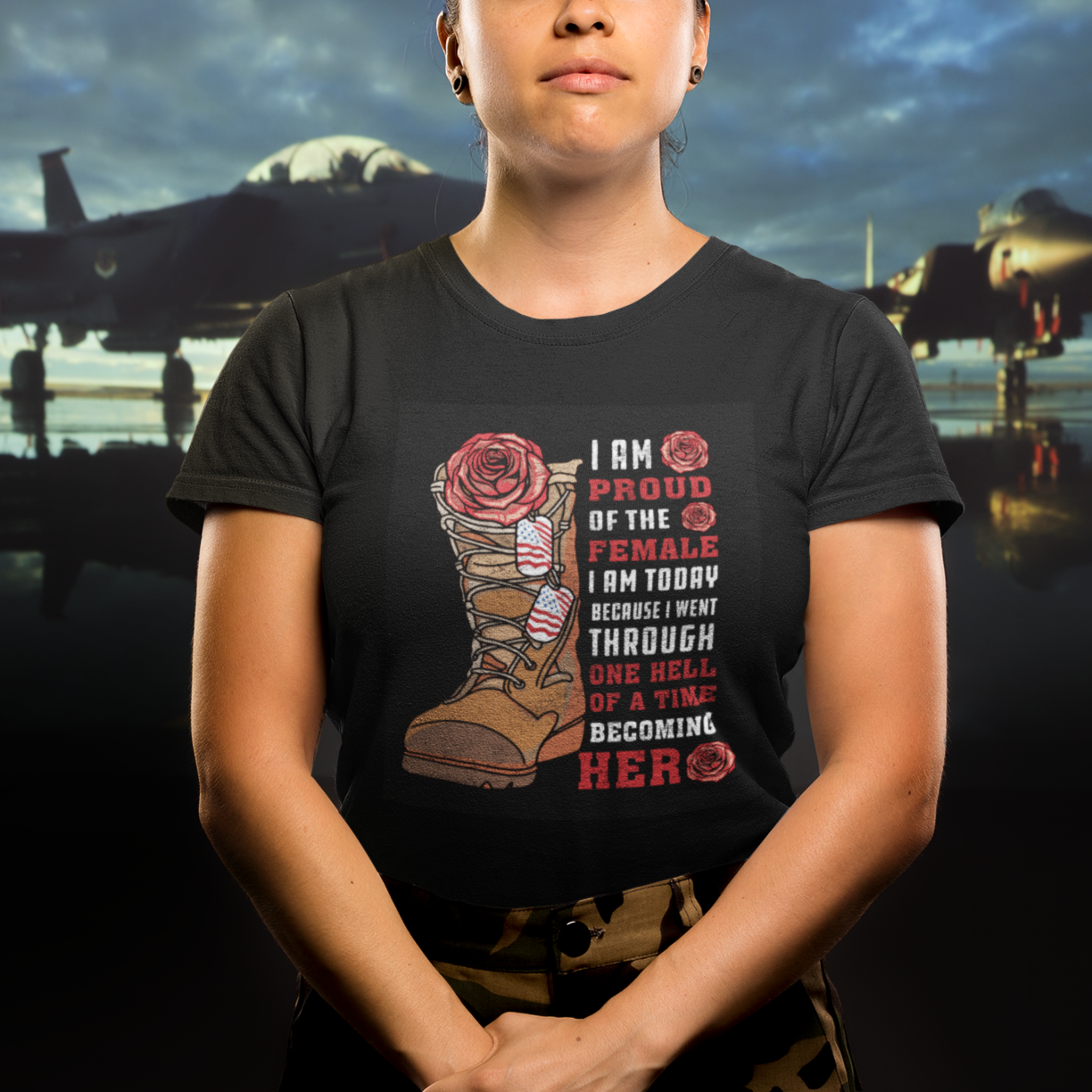 Proud Female Veteran I Am Proud Of The Female I Am Today Roses Combat Boots T-Shirt, Woman Veteran Shirt, Patriotic Shirt, US Military Shirt T Shirt - Wonder Print Shop