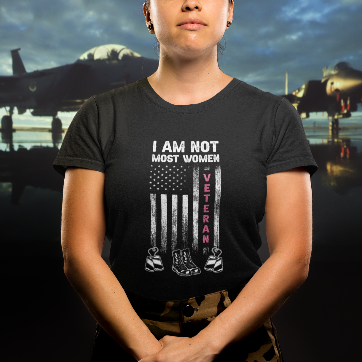 I Am Not Most Women I Am A Veteran Dog Tags Combat Boots T-Shirt for Female Veteran, Woman Veteran Shirt, Patriotic Shirt, US Military Shirt T Shirt - Wonder Print Shop