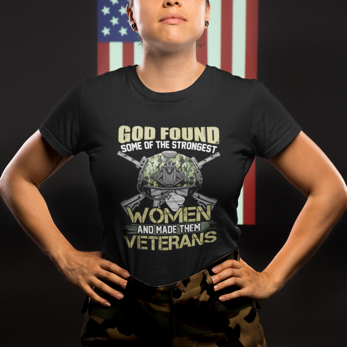 God Found Some Of The Strongest Women Made Them Veteran T-Shirt for Female Veteran, Woman Veteran Shirt, Patriotic Shirt, US Military Shirt T Shirt - Wonder Print Shop