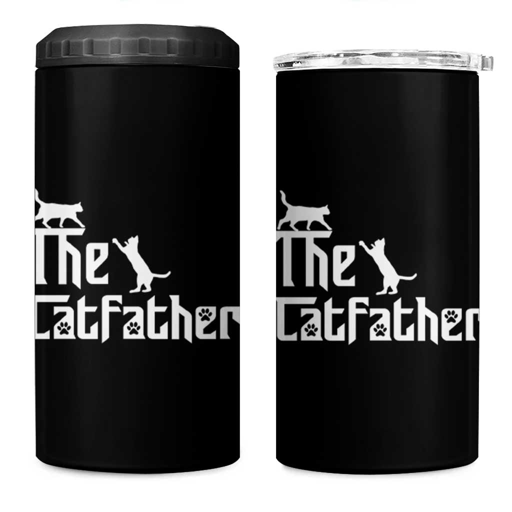 Funny Cat Dad 4 in 1 Can Cooler Tumbler The Catfather - Wonder Print Shop